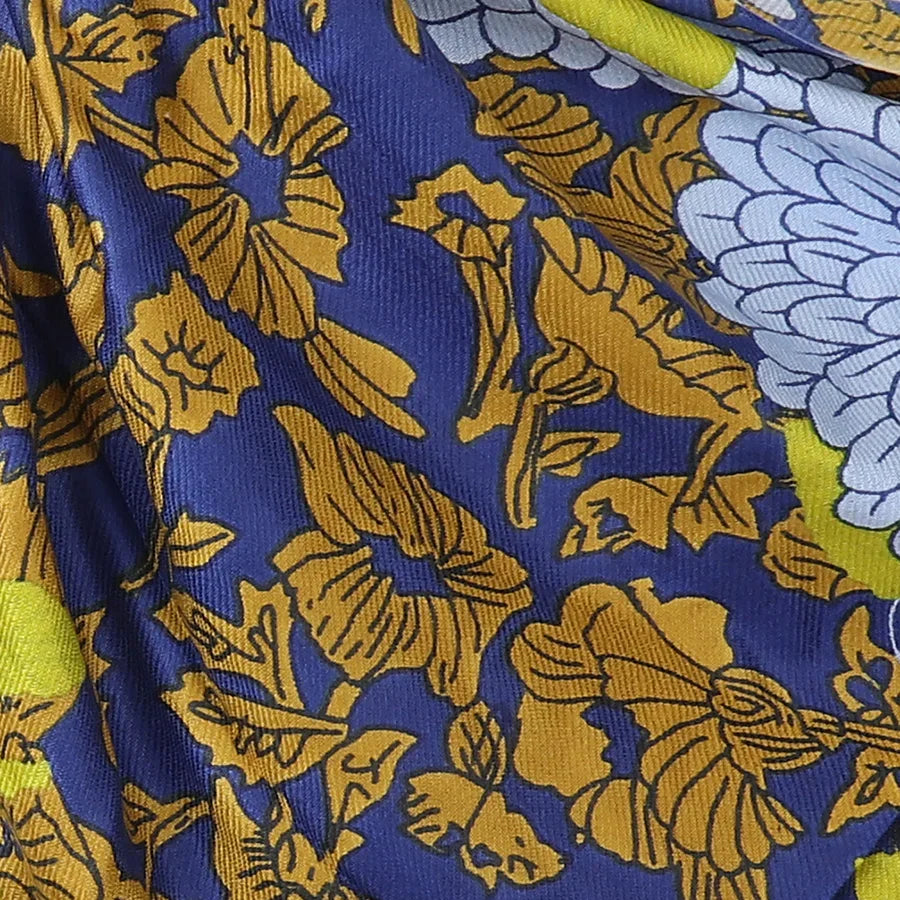 POM - Bamboo Blue Mix Dahlia Multi Print Scarf