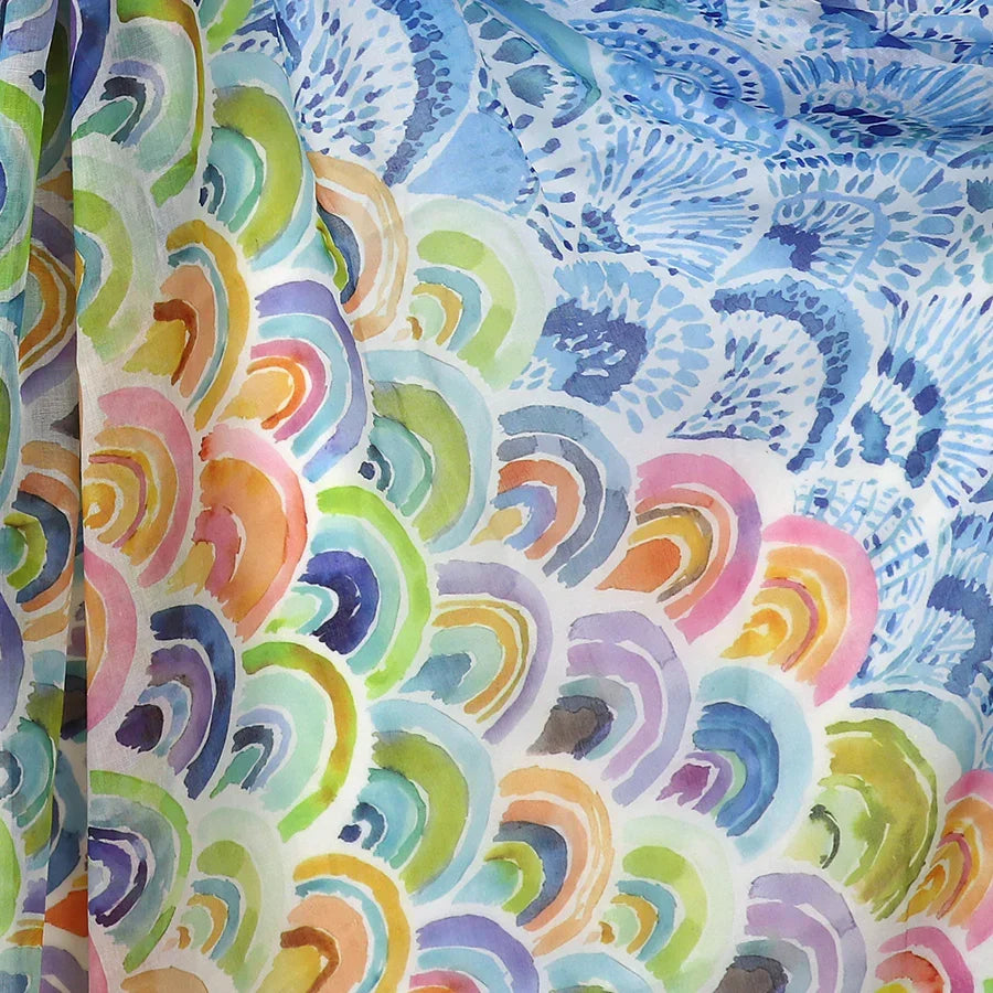 POM Blue Mix Watercolour Rainbow Print Scarf