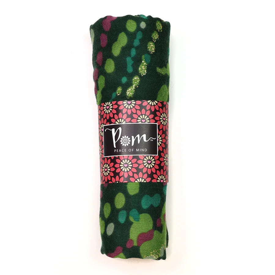 Pom - Green Mix Painted Dotty Wave Print Scarf