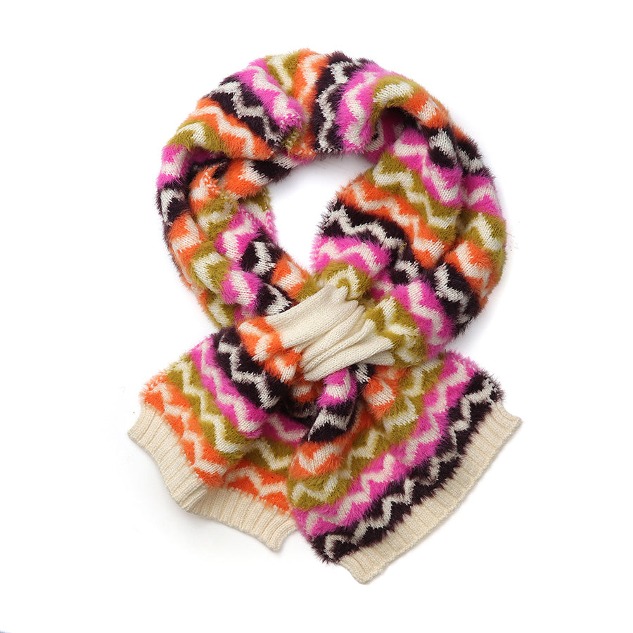 Autumn Bright Mix Chevron Pull Through Scarf