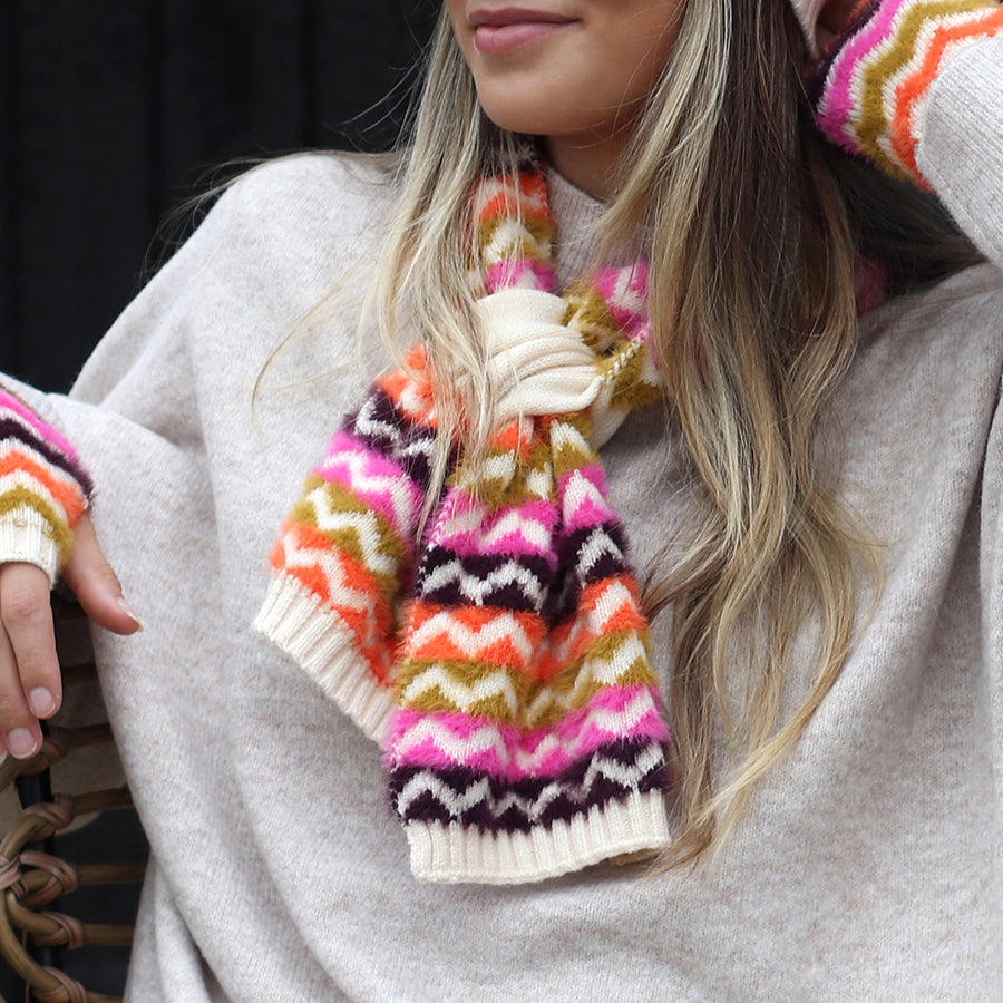 Autumn Bright Mix Chevron Pull Through Scarf
