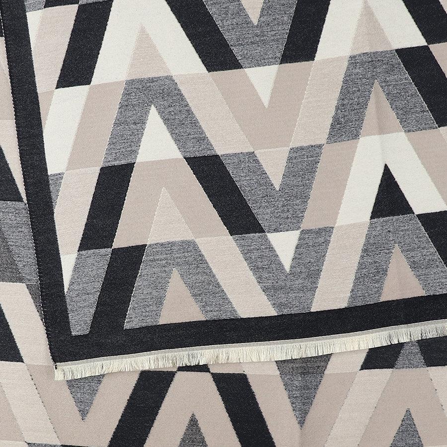 Pom - Black & Mushroom Mix Geo Chevron Jacquard Scarf
