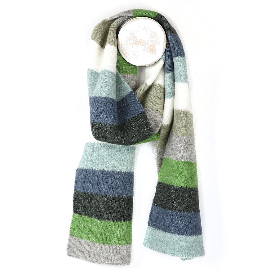 Classic Blue & Green Mix Stripe Scarf