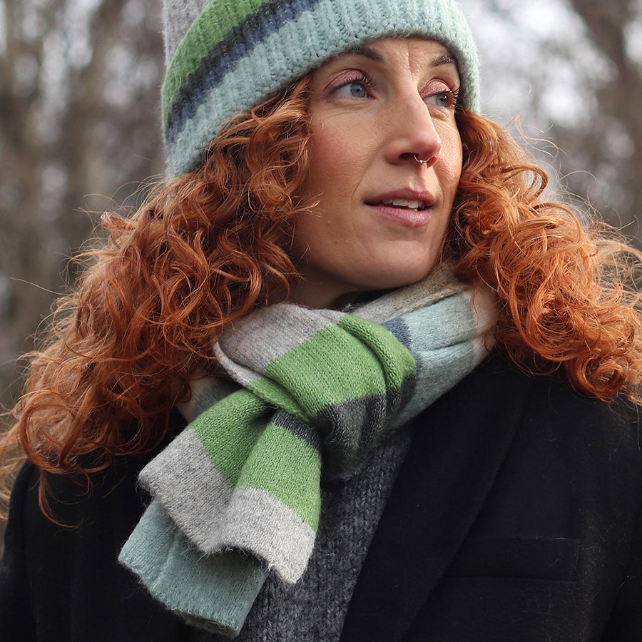 Classic Blue & Green Mix Stripe Scarf