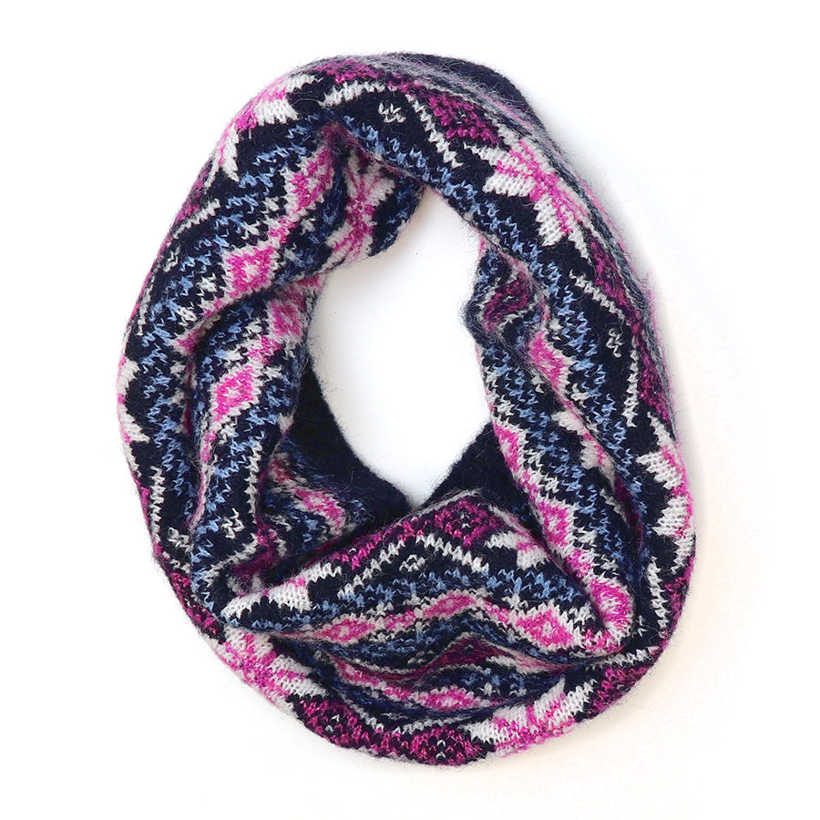 Pom - Navy and Pink Scandi Starflower Snood