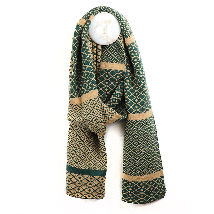 Pom - Green Mix Scandi Knit Scarf for Men