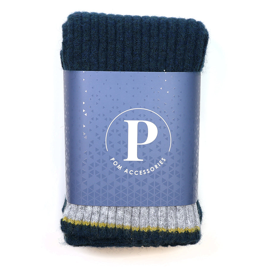 Pom - Dusky Teal Knit Contrast Trim Scarf for Men