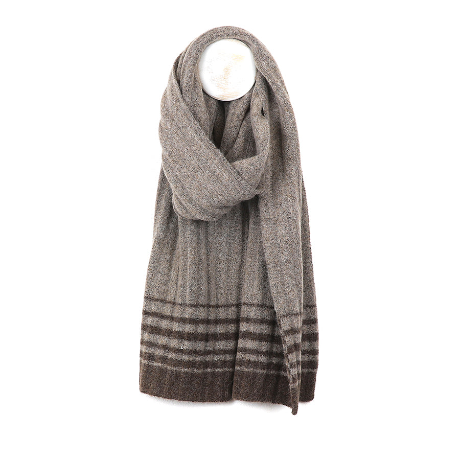 Pom - Beige Gradient Stripe Knit Scarf for Men