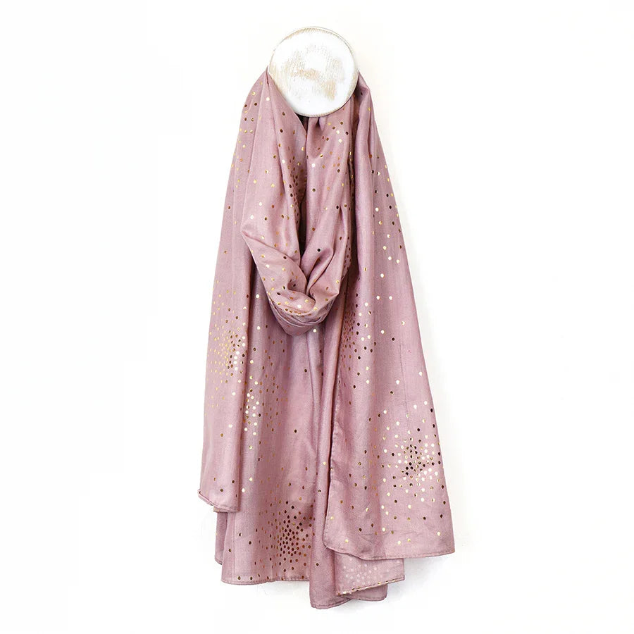 Pom - Blush & Gold Scattered Spot Print Scarf