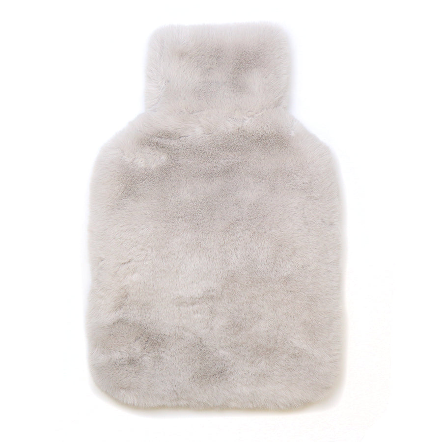 Soft Pale Grey Faux Fur Hot Water Bottle