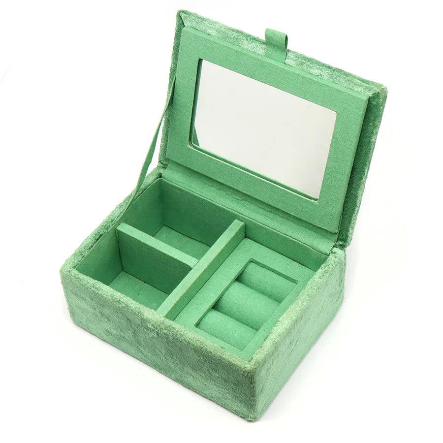 POM - Green Floral & Badger Embroidered Velvet Jewellery Box