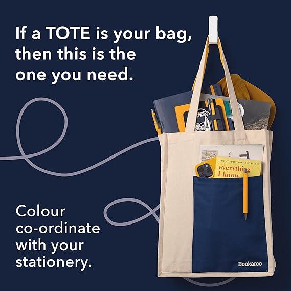 Bookaroo Tote Bag - Navy & Yellow