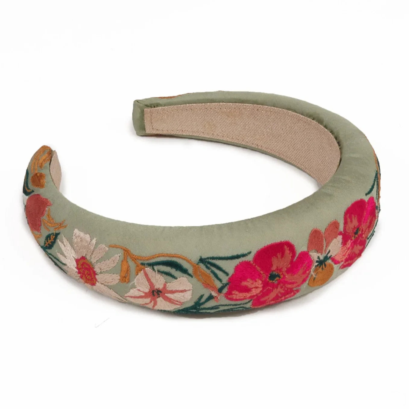 Embroidered Headband - Country Garden Mint