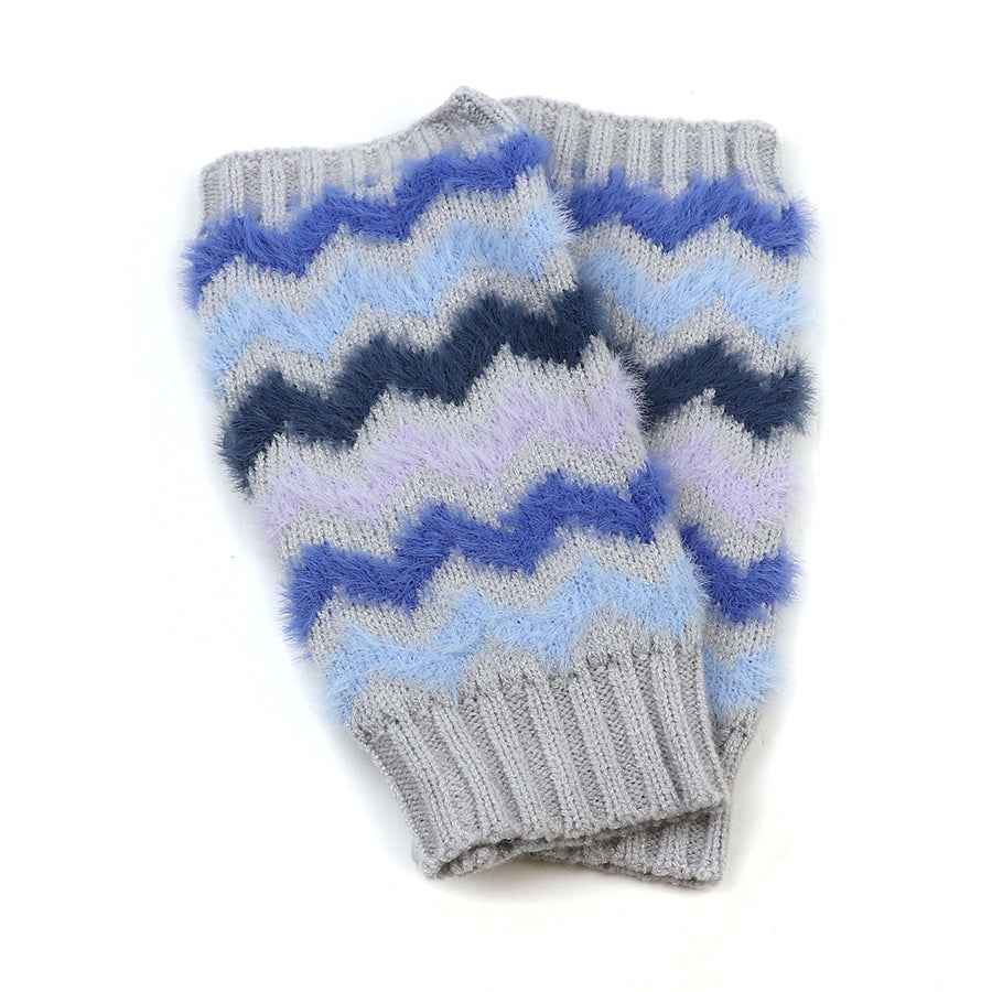 Super Soft Blue Mix Chevron Wrist Warmers