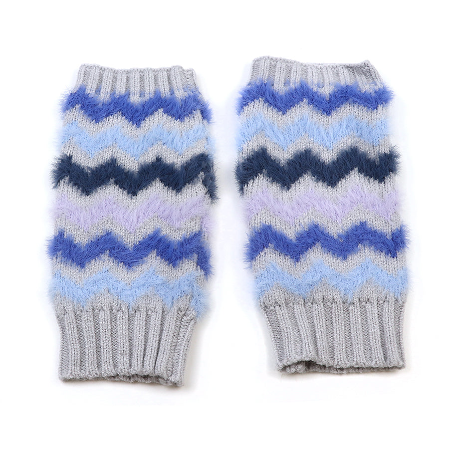 Super Soft Blue Mix Chevron Wrist Warmers