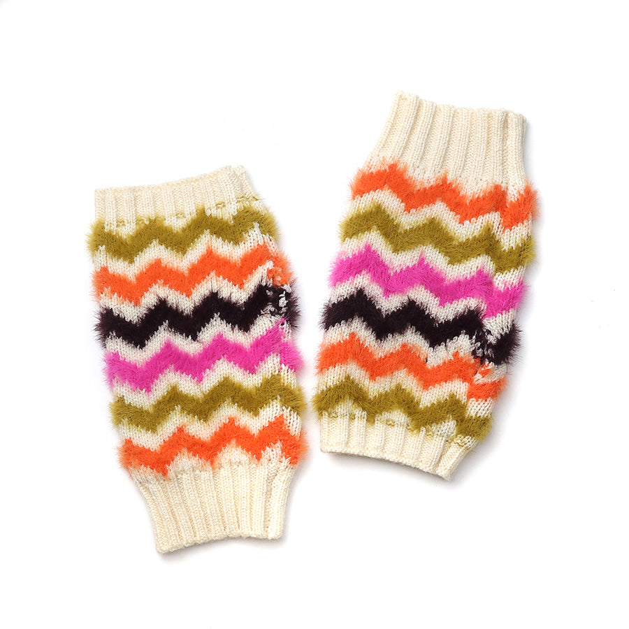 Super Soft Autumn Bright Mix Chevron Wrist Warmers
