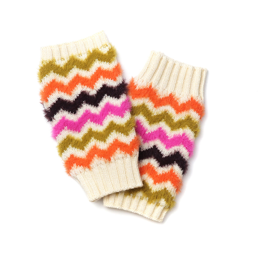 Super Soft Autumn Bright Mix Chevron Wrist Warmers