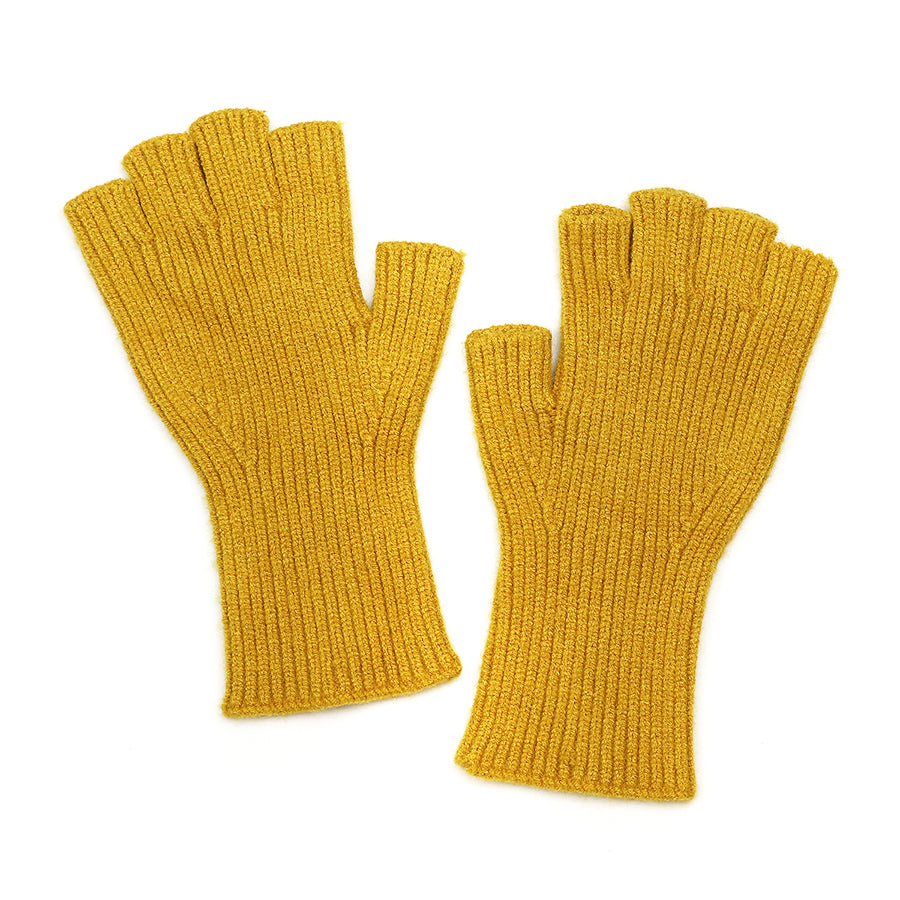 Mustard Yellow Recycled Blend Fingerless Gloves
