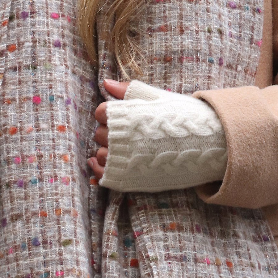 Cream Cable Knit Wrist Warmers