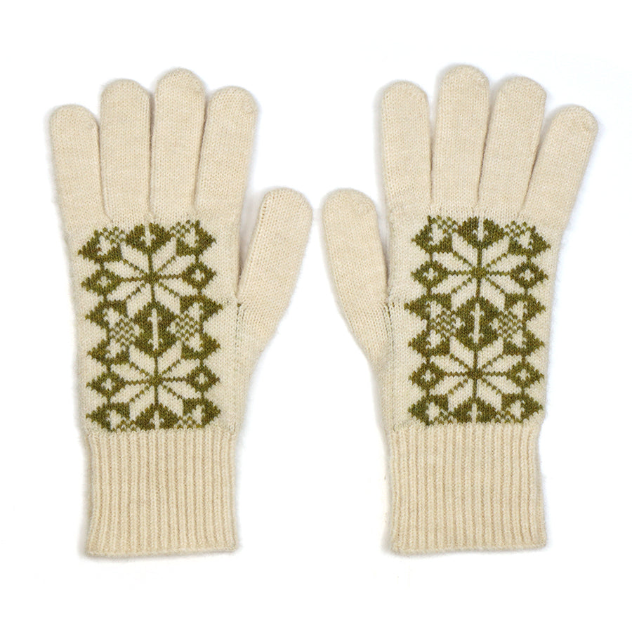 Olive & Cream Scandi Starflower Gloves