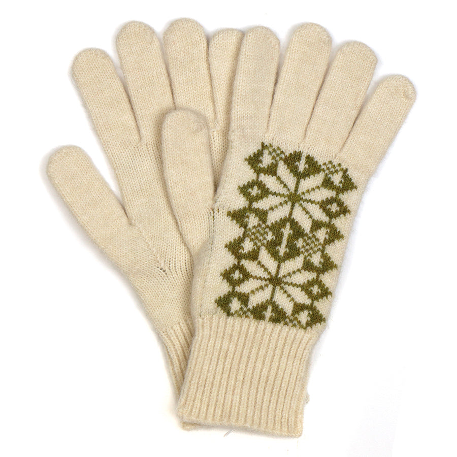 Olive & Cream Scandi Starflower Gloves