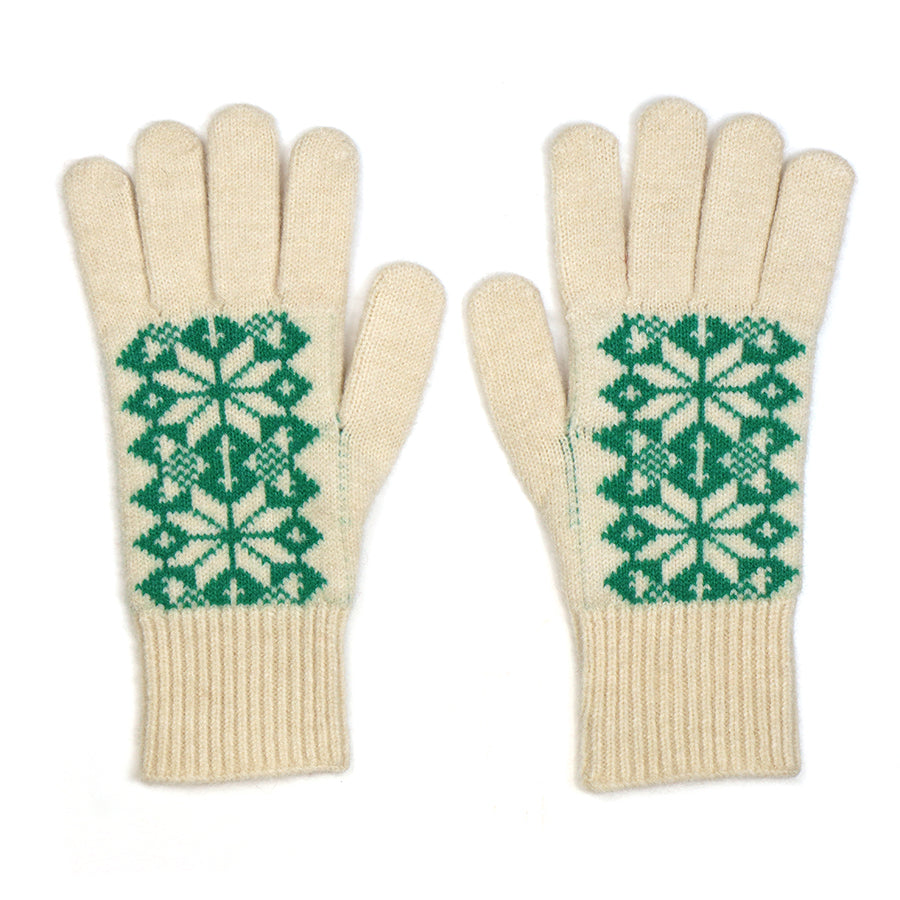 Bright Green & Cream Scandi Starflower Gloves