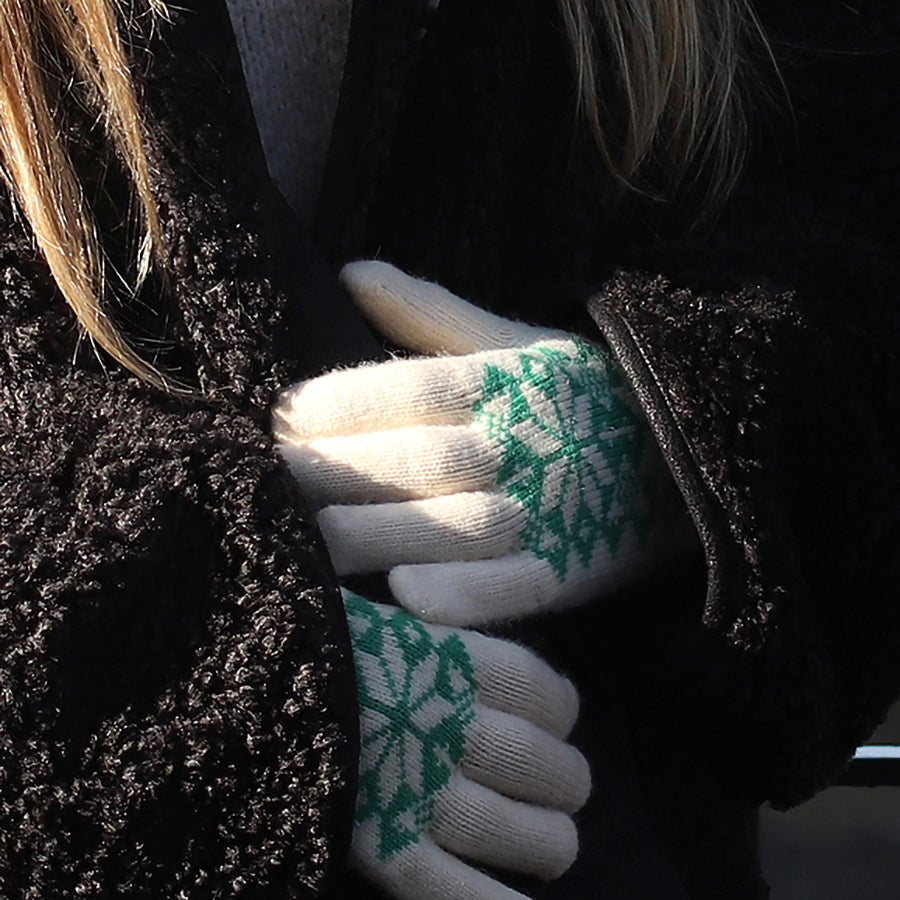 Bright Green & Cream Scandi Starflower Gloves