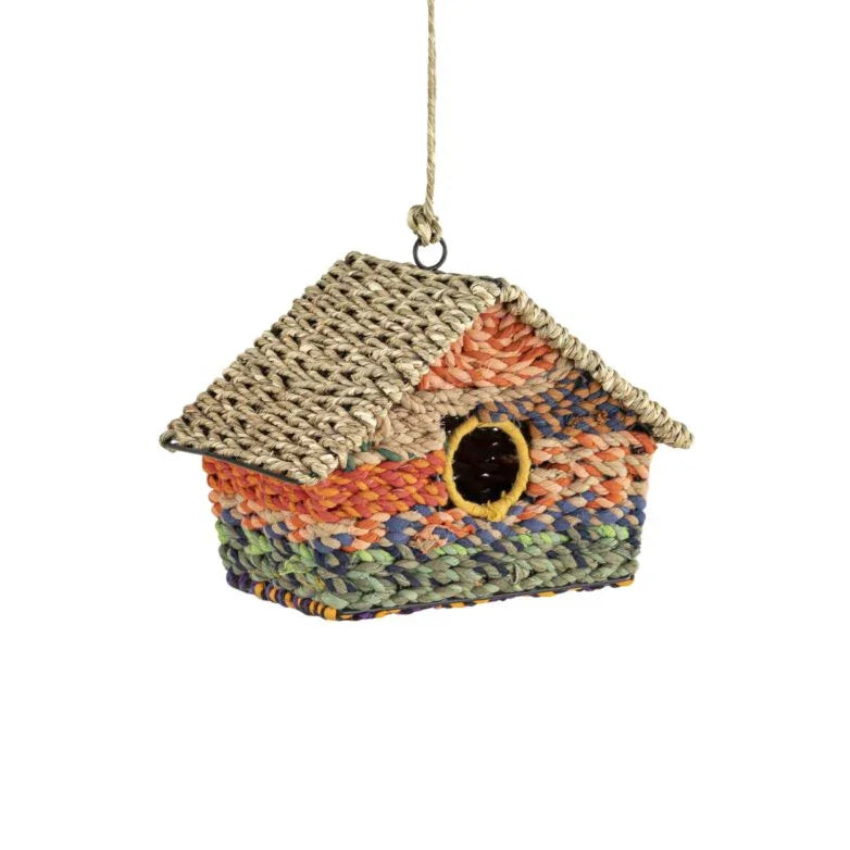 Munja & Reclaimed Sari Fabric Bird House - Rectangle