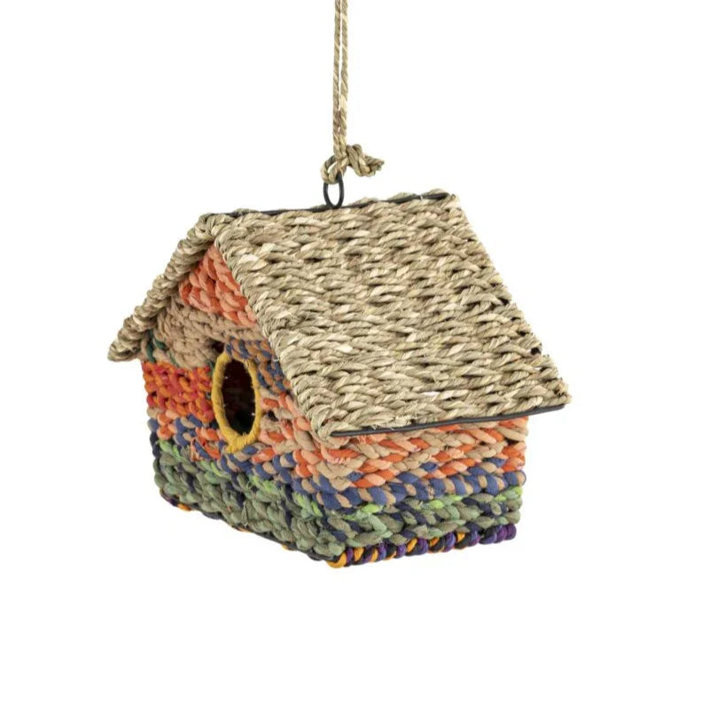 Munja & Reclaimed Sari Fabric Bird House - Rectangle