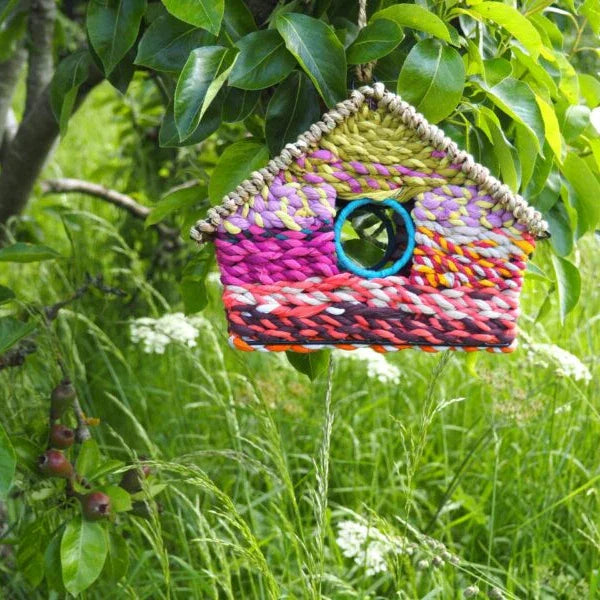 Munja & Reclaimed Sari Fabric Bird House - Rectangle