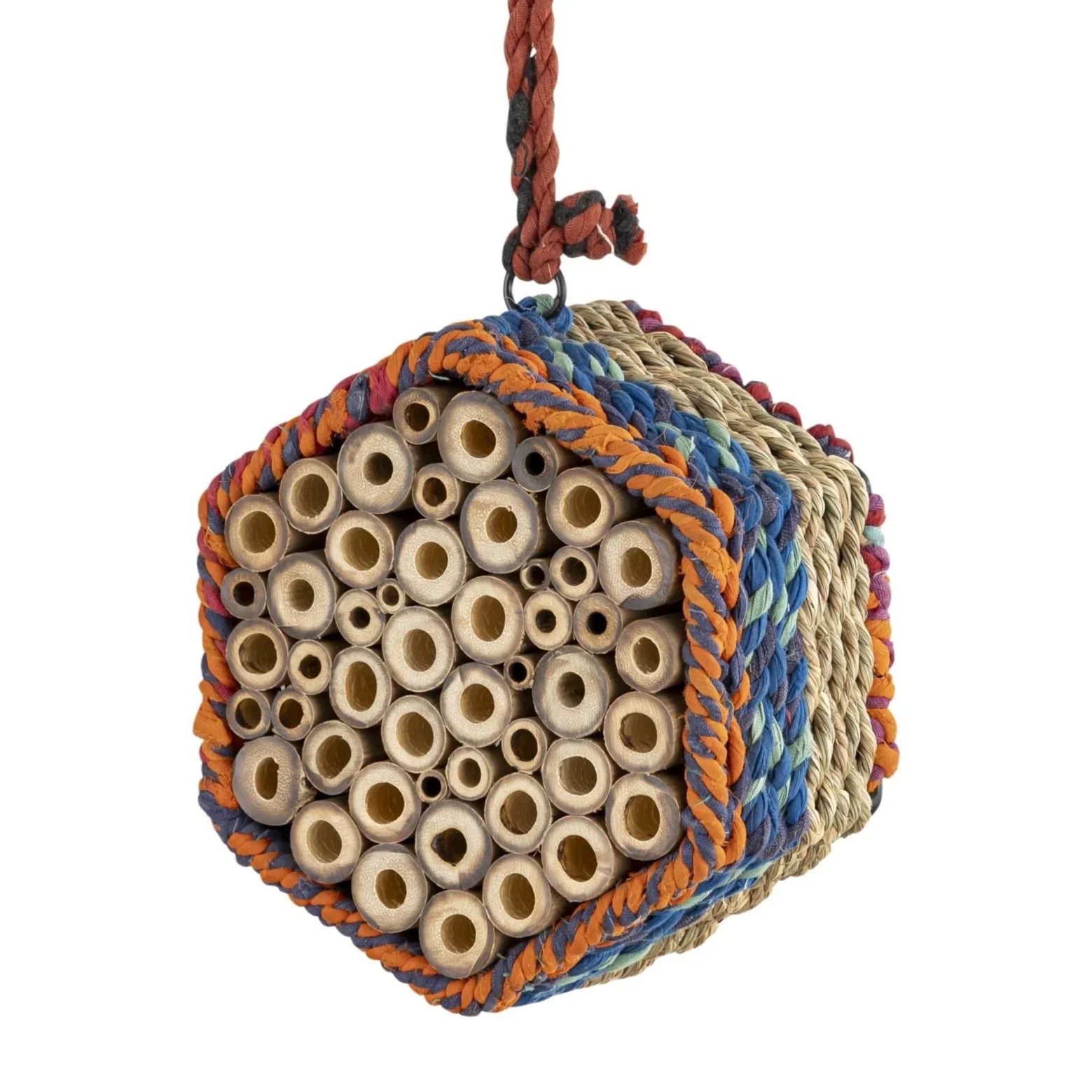 Munja & Reclaimed Sari Fabric Hanging Bee Home