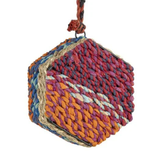 Munja & Reclaimed Sari Fabric Hanging Bee Home