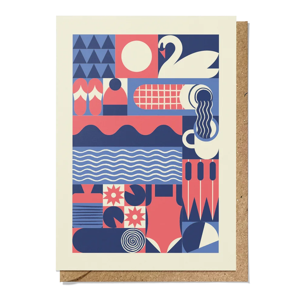 Wild Swimming Geometric Reusable Art Card