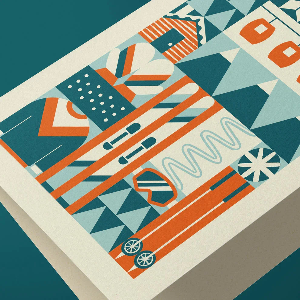 Skiing Geometric Reusable Art Card
