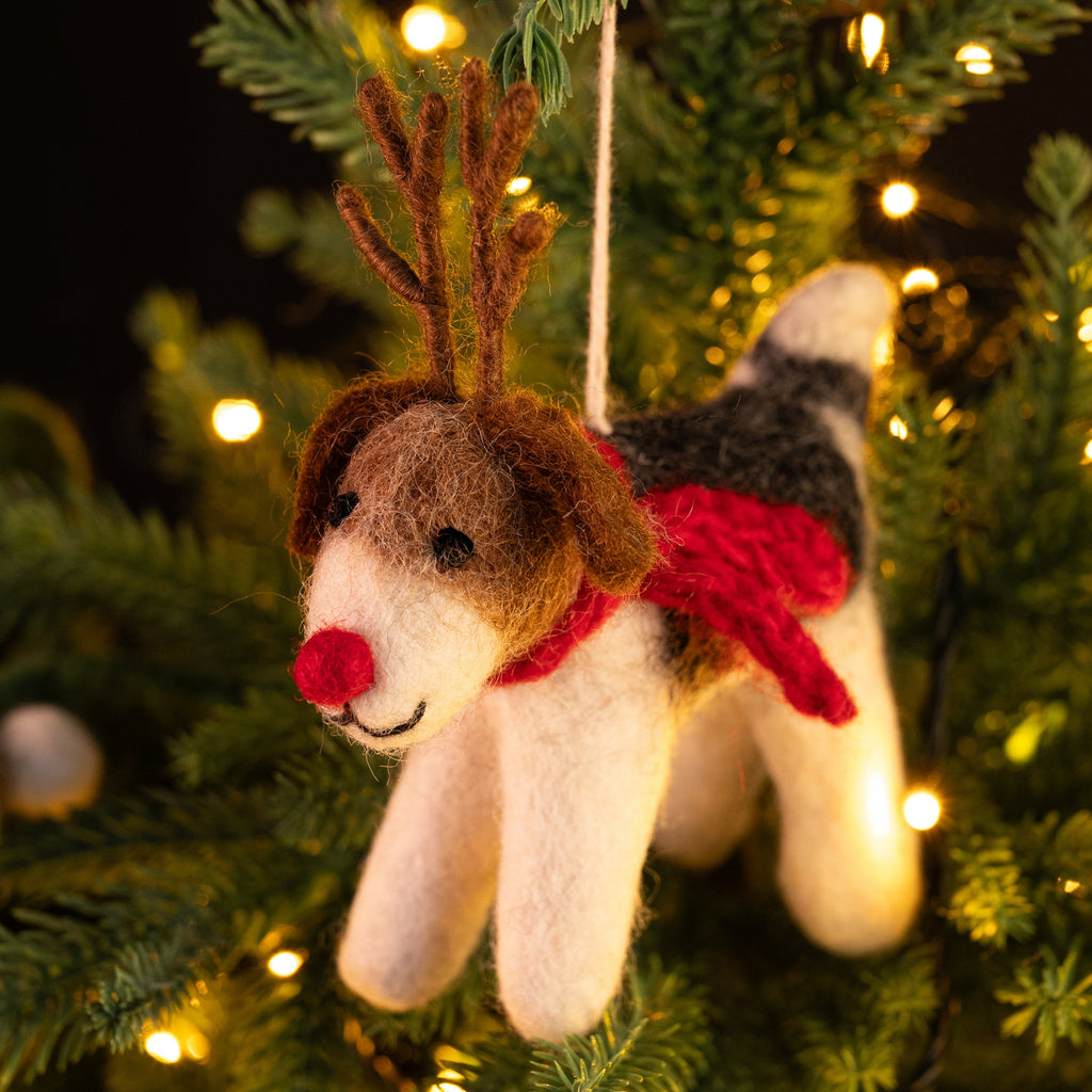 Fox Terrier with Antlers