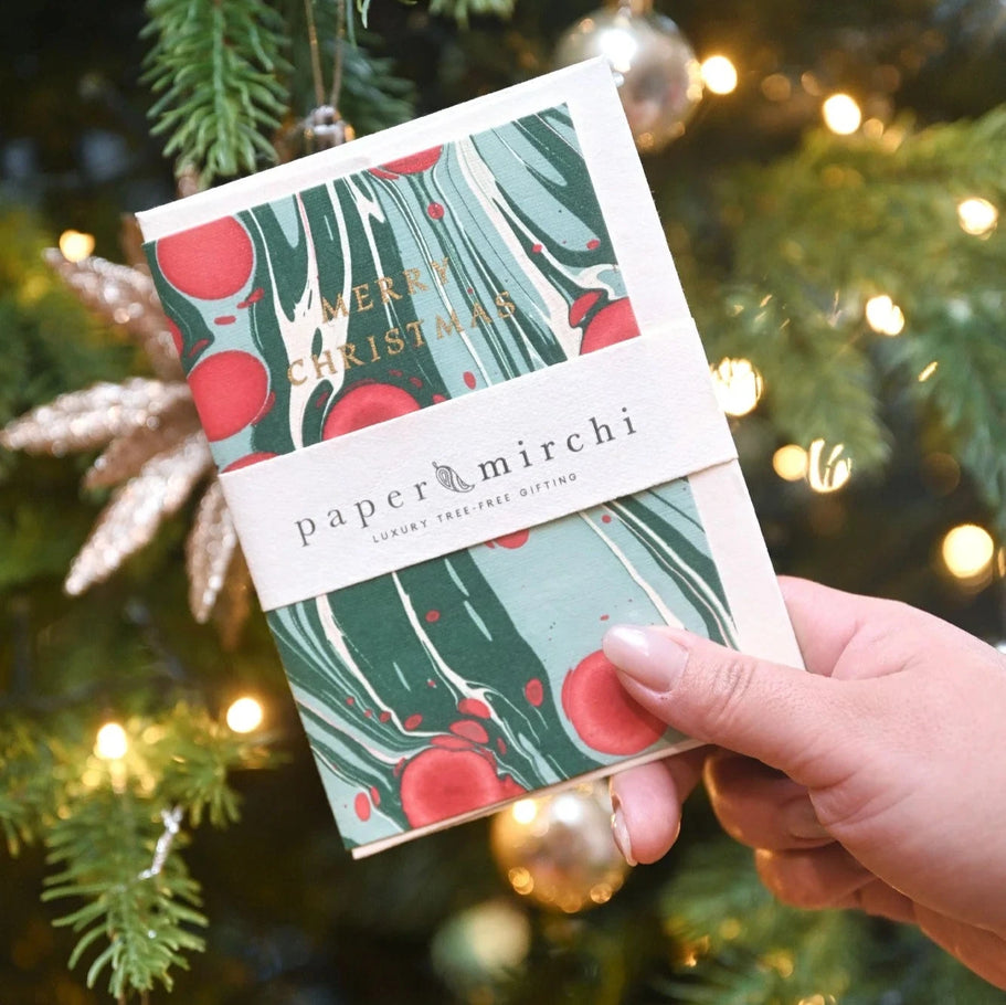 Cosmos Festive Mix Hand Marbled Christmas Card