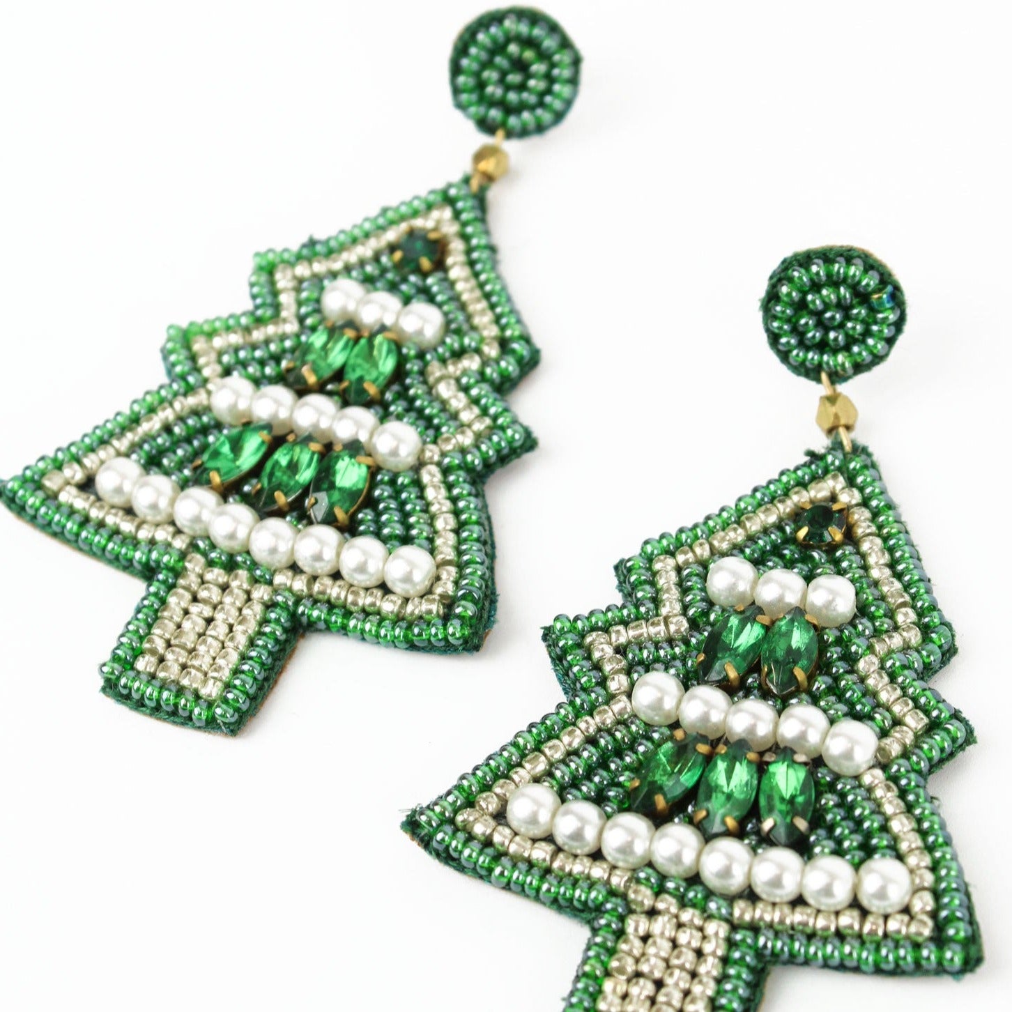 Beaded christmas tree on sale earrings