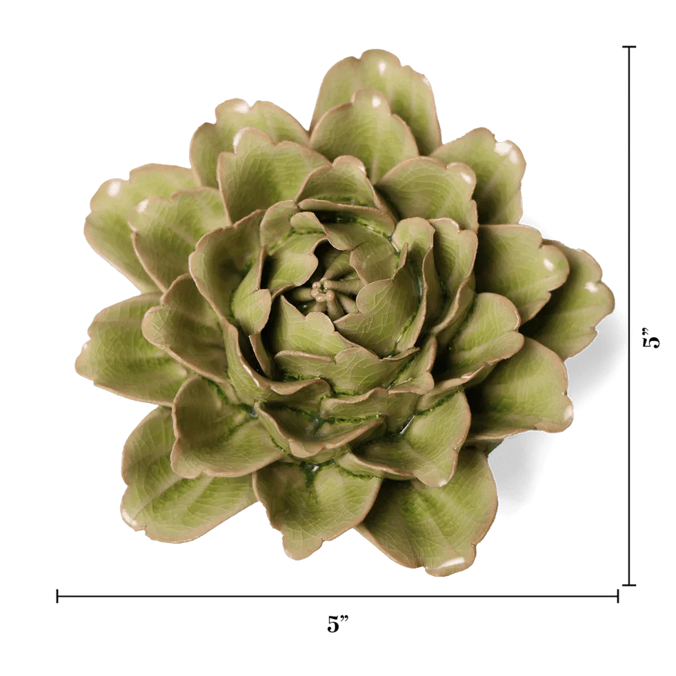 English Garden Ceramic Flower Green Tree Peony