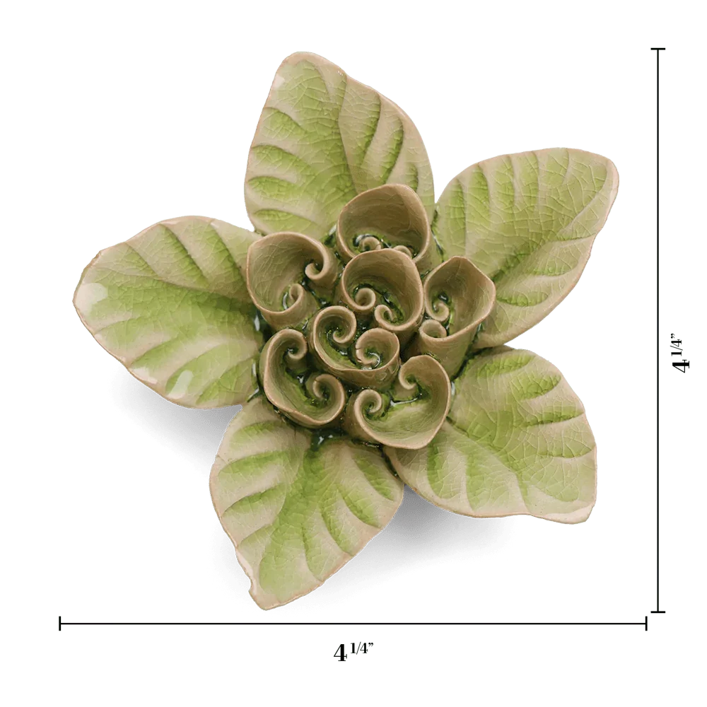 English Garden Ceramic Flower Green Lotus