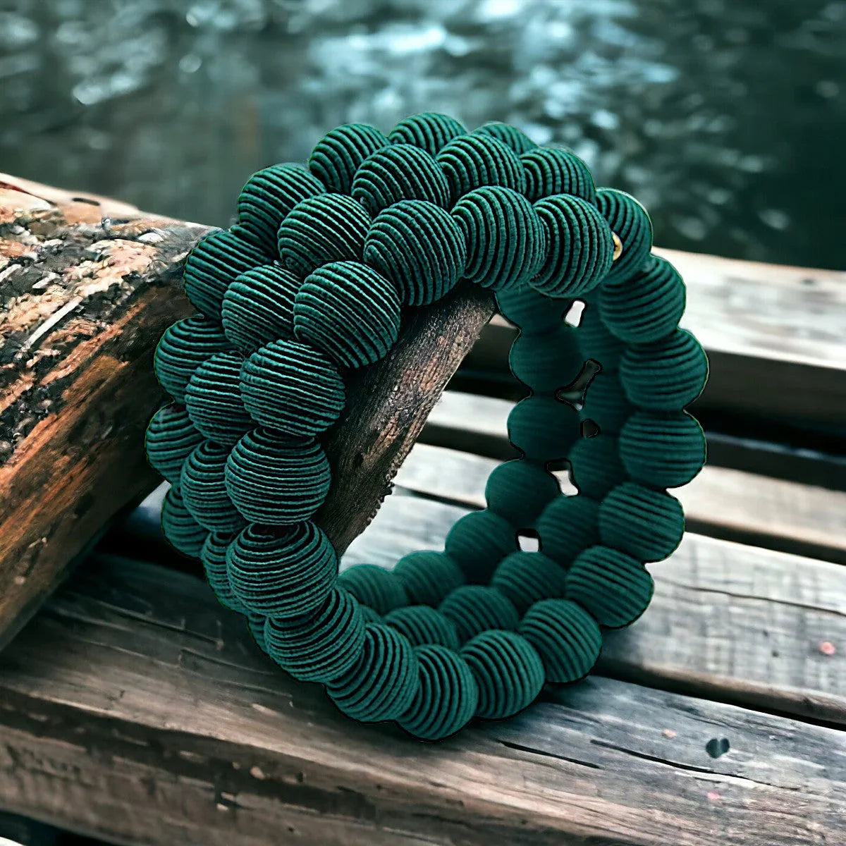 Emerald Springwire Woven Ball Bracelet
