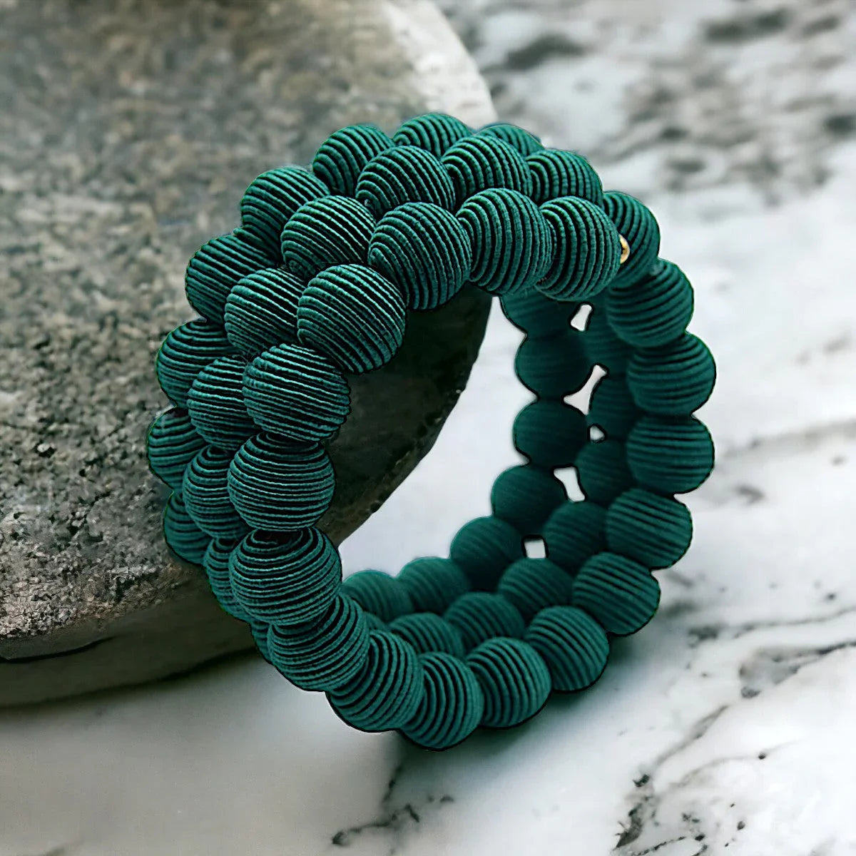 Emerald Springwire Woven Ball Bracelet