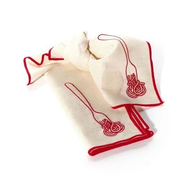 MÆGEN Linen Embroidered Napkins 'Spaghetti'
