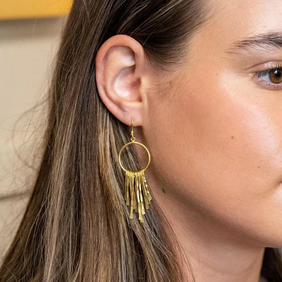 POM - Gold Plated Hoop & Multi Strand Earrings