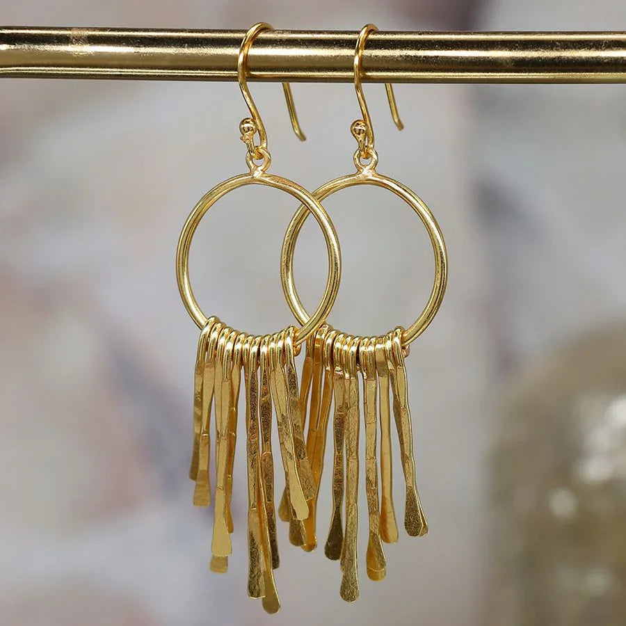 POM - Gold Plated Hoop & Multi Strand Earrings