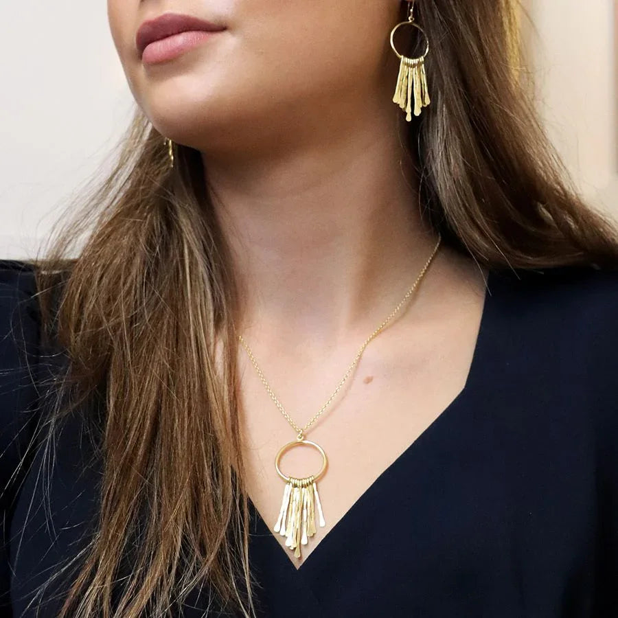 POM - Gold Plated Hoop & Multi Strand Necklace G0002