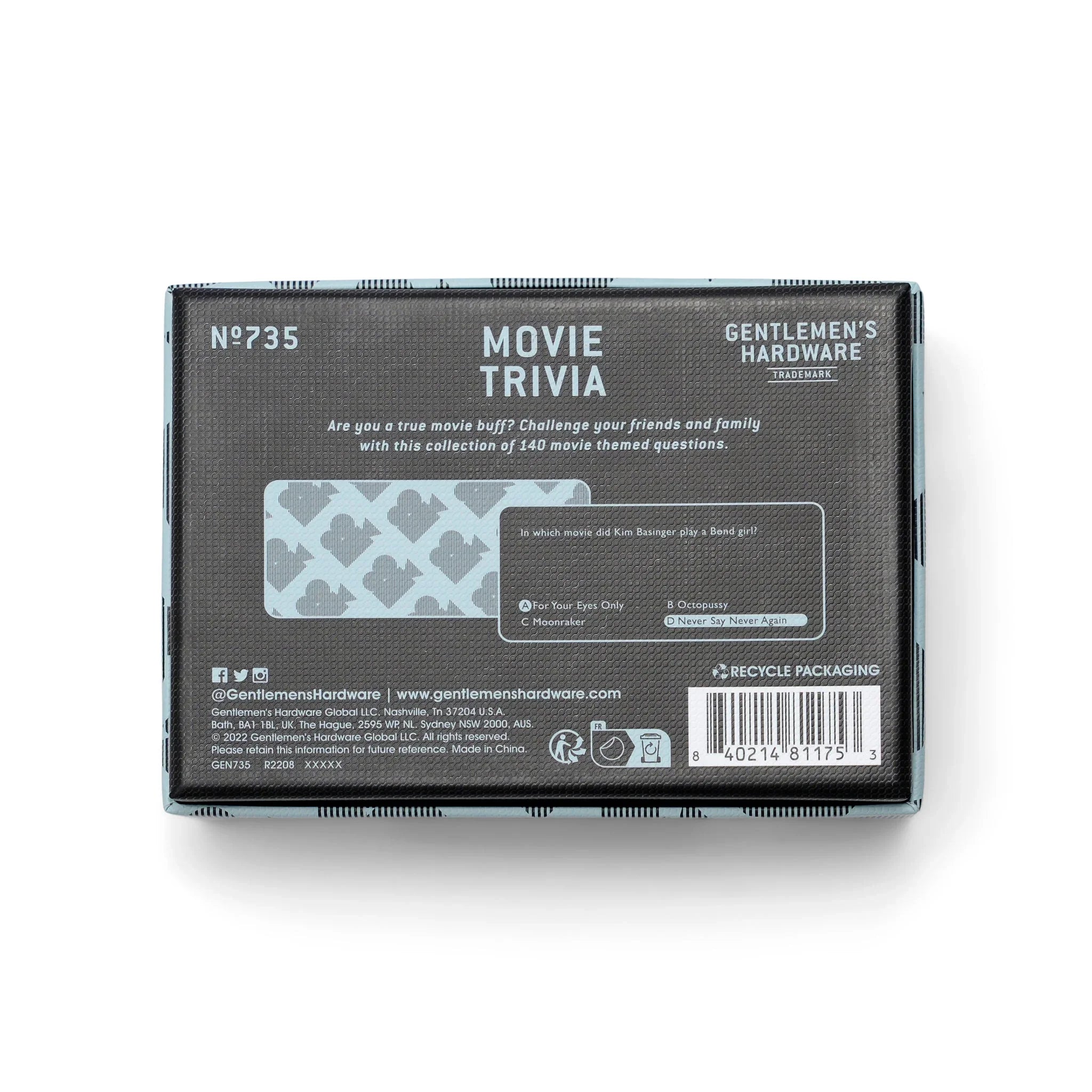 Gentlemen's Hardware Movie Trivia