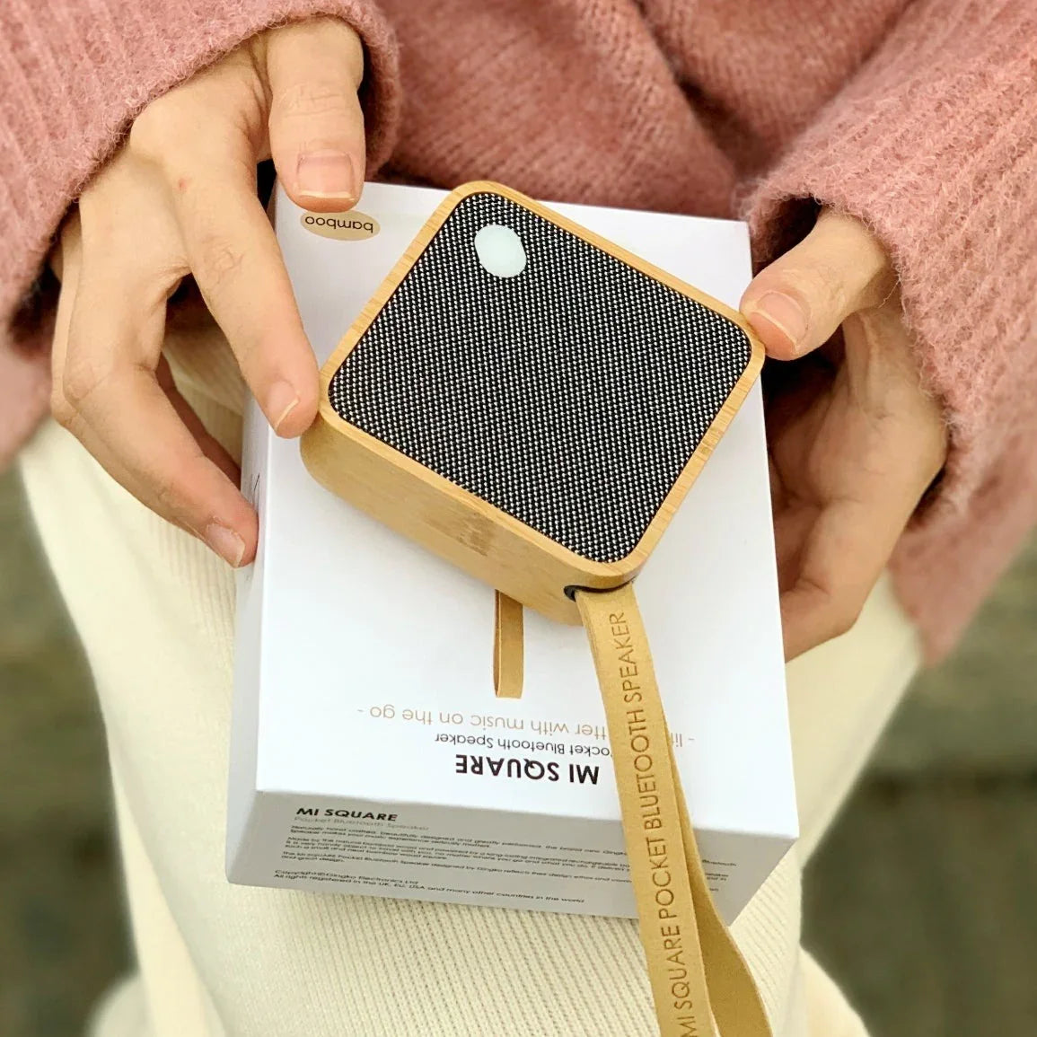 Gingko MI Square Pocket Bluetooth Speaker - Bamboo