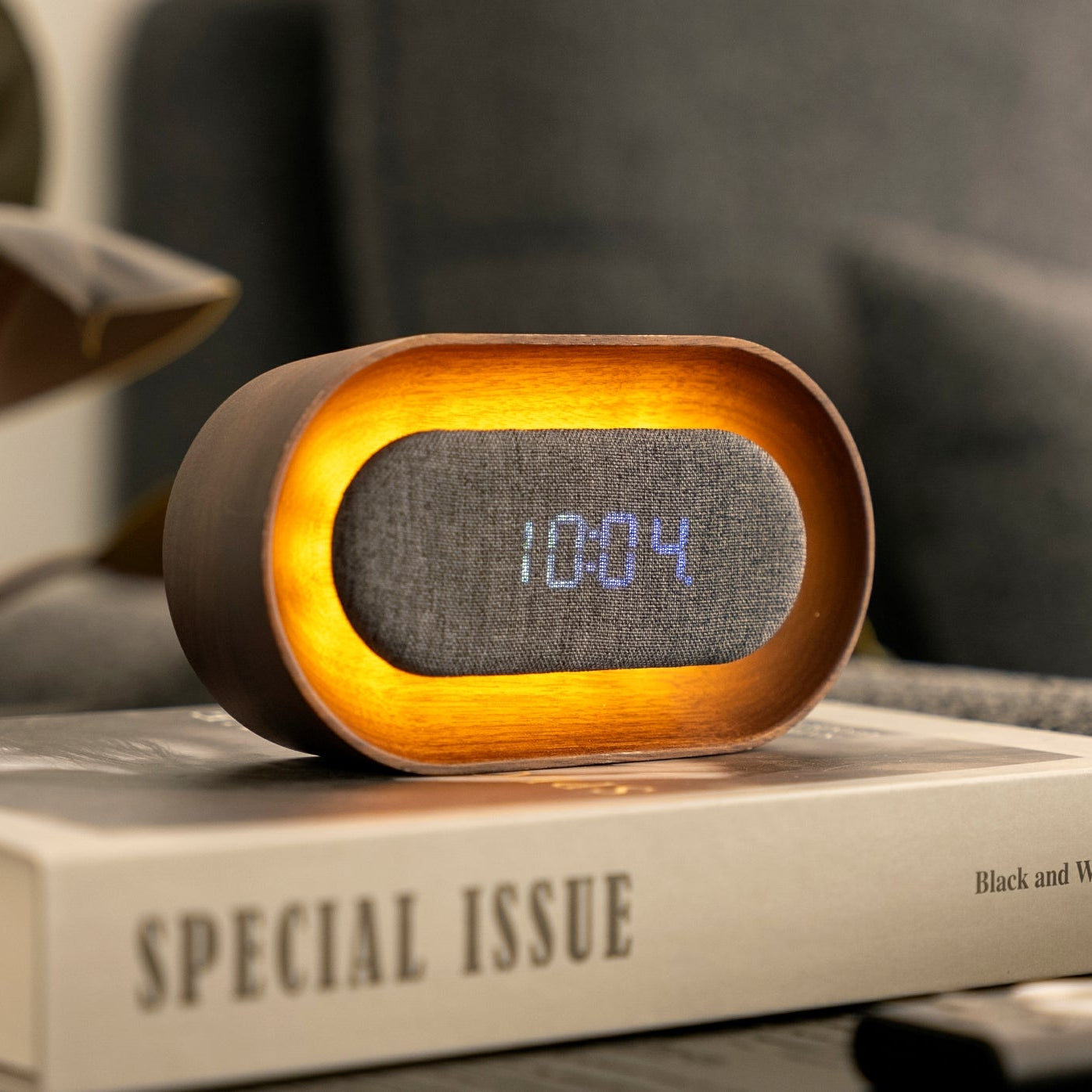 Gingko Lumos Clock - Oval Walnut