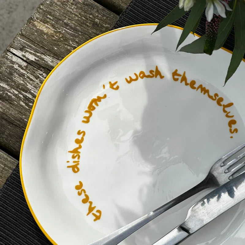 MÆGEN Statement Plate  'These Dishes Won't Wash Themselves'