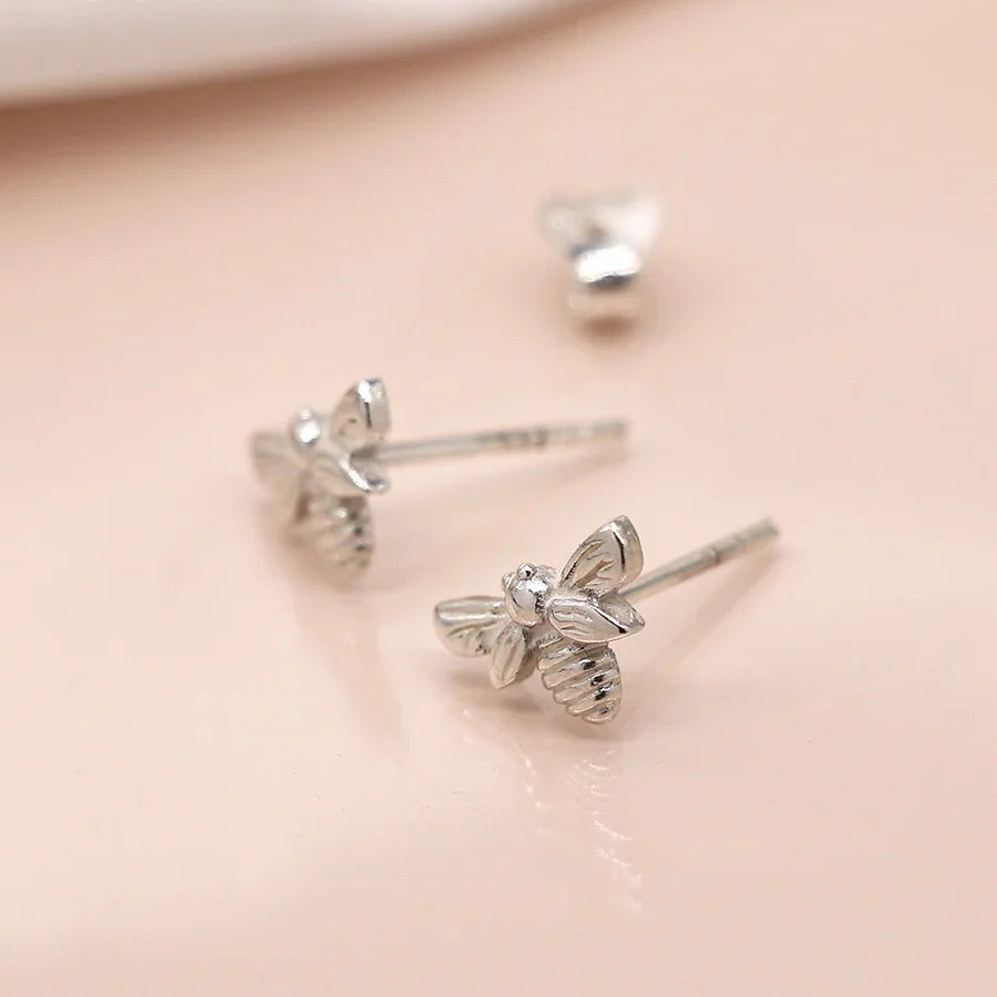 Sterling Silver Bee Stud Earrings